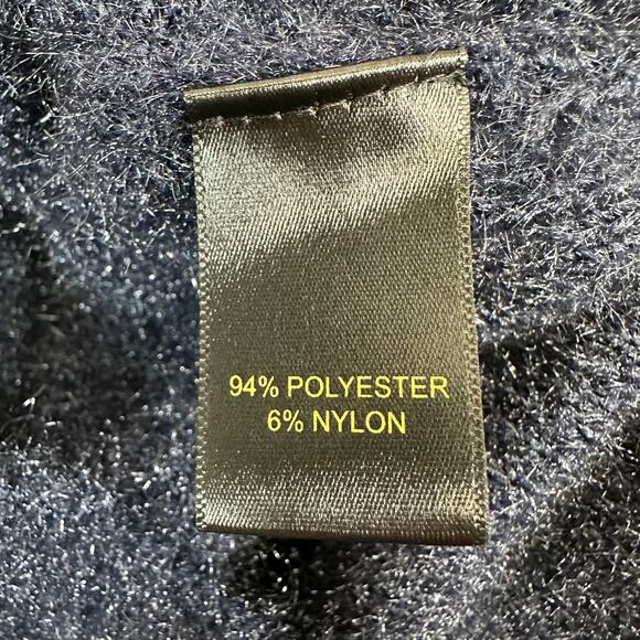 House of Harlow 1960 Fuzzy Knit Cropped Tank Top Womens M Navy Blue Square Neck - Picture 4 of 5